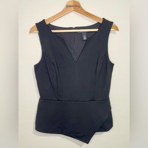 White House Black Market Peplum Vneck Faux Wrap Top - Black Size 6